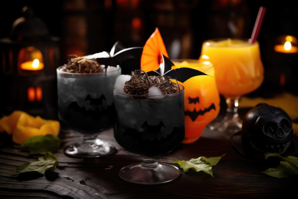 Halloween themed drinks at a party
